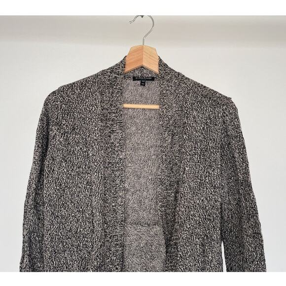 Eileen Fisher Heather Gray Linen Wool Flared Open Knit Cardigan Sweater Sz PM - Picture 3 of 9